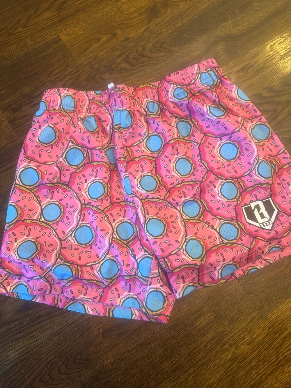 Men's Pink Donut Print Athletic Shorts with Elastic Waist